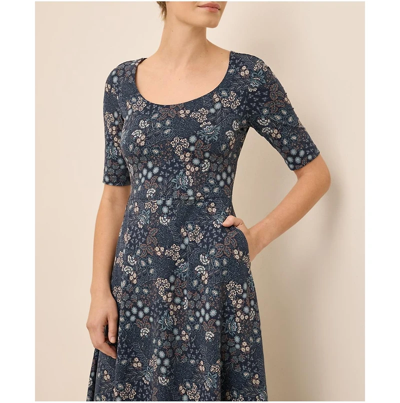 Pact Women's Organic Cotton Fit & Flare Scoop Midi Dress