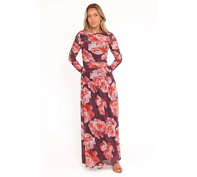 Petal and Pup Women's Calypso Long Sleeve Maxi Dress - Burgundy Peony
