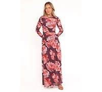 Petal and Pup Women's Calypso Long Sleeve Maxi Dress - Burgundy Peony