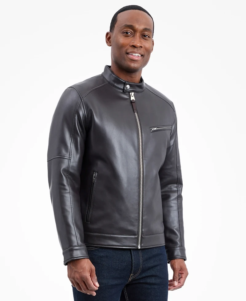 Michael Kors Men's Faux Leather Moto Jacket