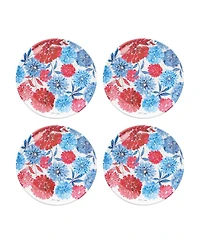 Patriotic Floral Decorative Round Serving Platter Plates Set of 4
