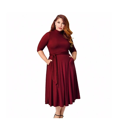 Unique Vintage Plus 1950s Turtleneck Midi Dress