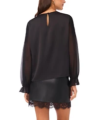 Vince Camuto Women's Long Sleeve Front Lace Top