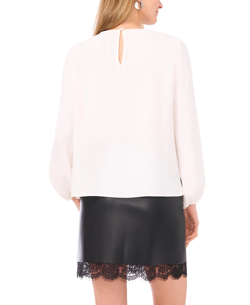 Vince Camuto Women's Long Sleeve Front Keyhole Top