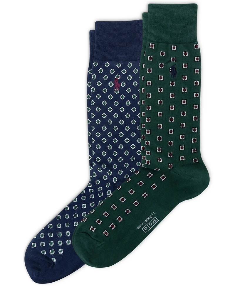 Polo Ralph Lauren Men's 2-Pack Foulard Pattern Dress Socks