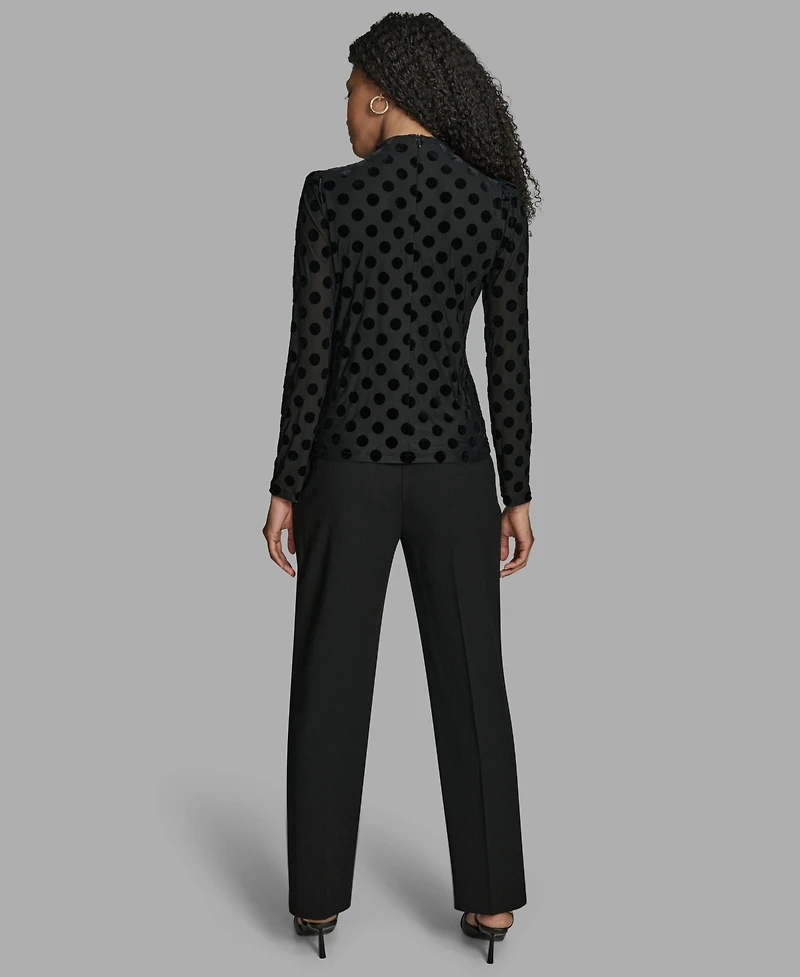 Bcbg Women's Polka Dot Print Long Sleeve Blouse