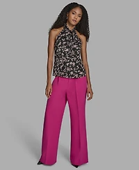 Bcbg Women's Floral Print Tie Neck Blouse