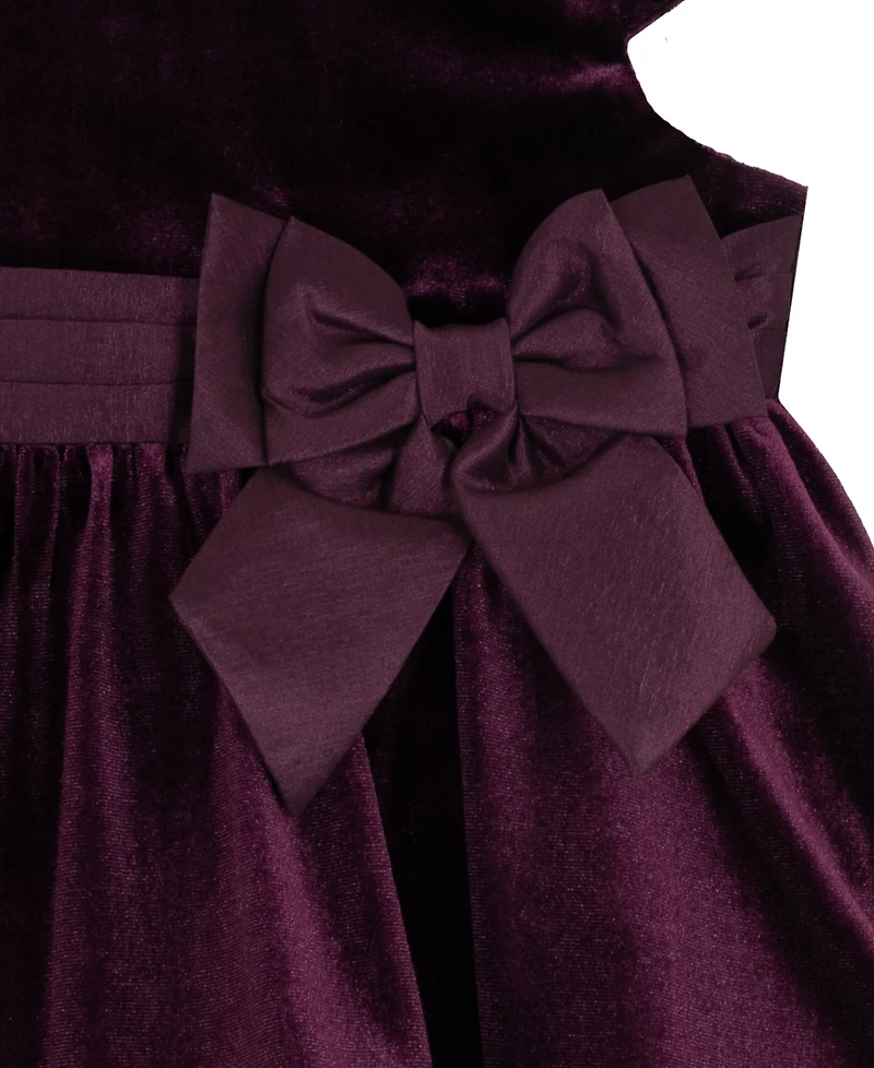 Rare Editions Baby Girls 2-Piece Velvet Cap Sleeves Bodice Dress and Diaper Cover Set