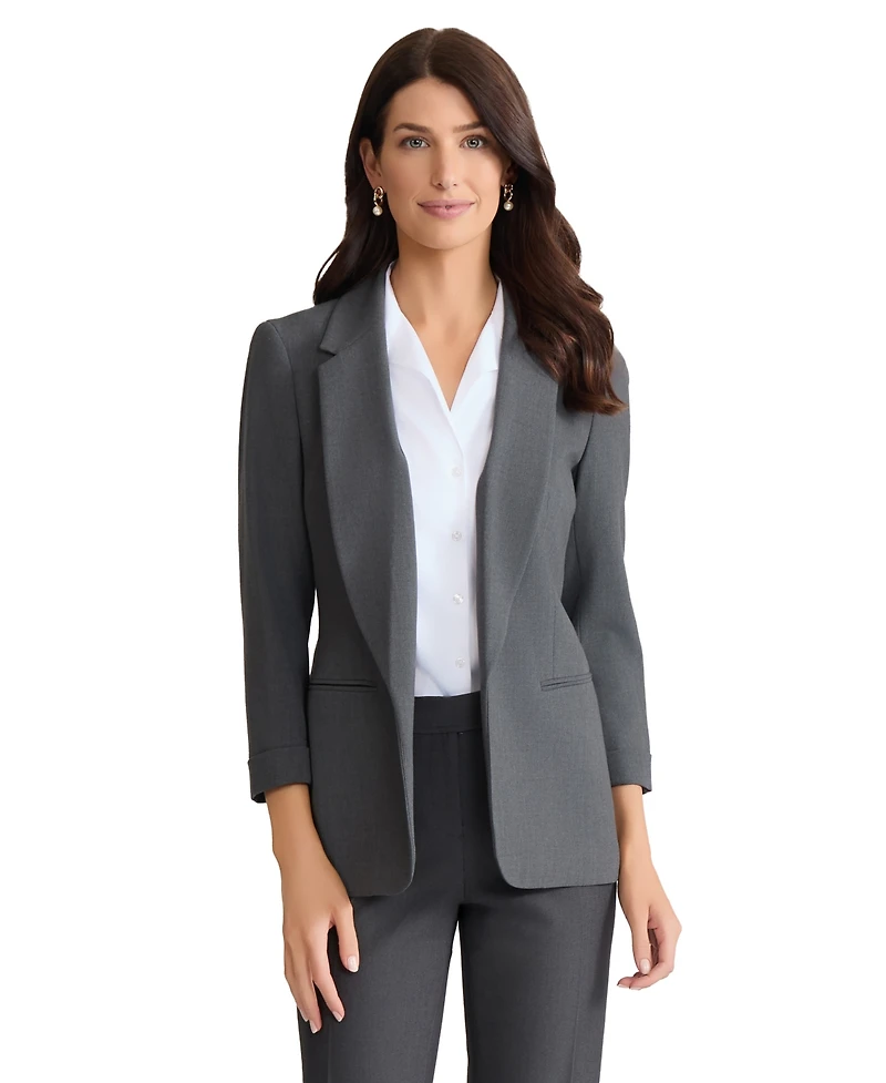 Jones New York Women's Notched Collar Jacket with Rolled Sleeves