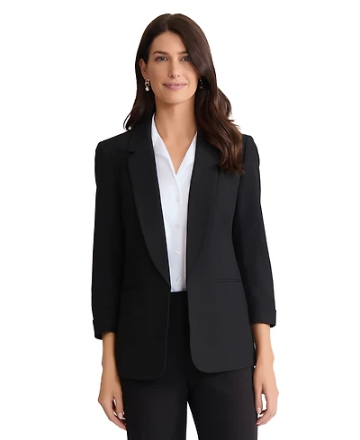 Jones New York Women's Notched Collar Jacket with Rolled Sleeves