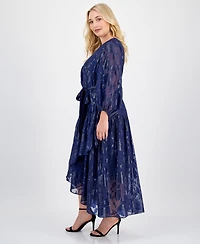 Anne Klein Plus Metallic Tiered High-Low Maxi Dress