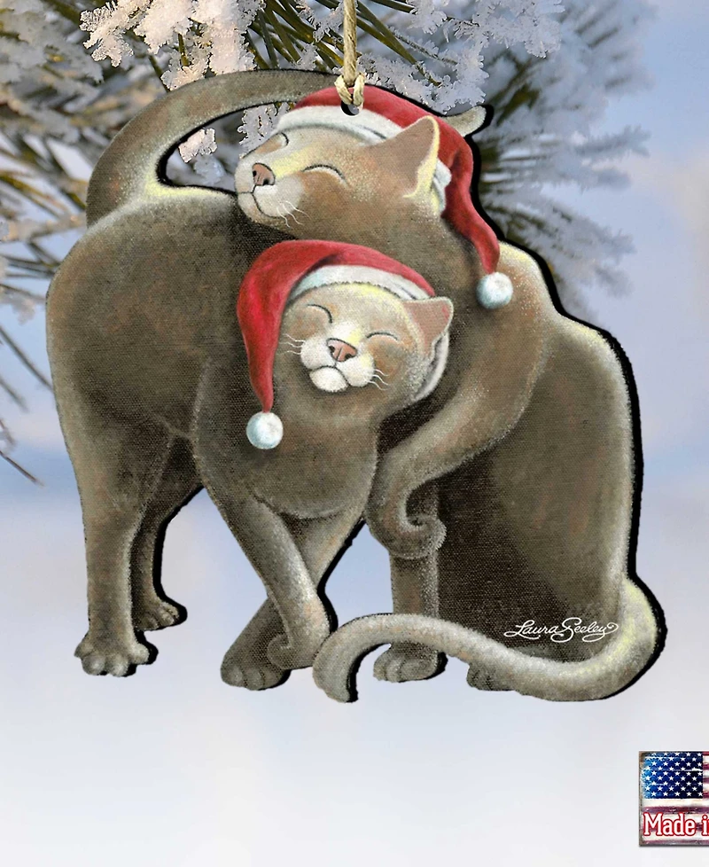 Designocracy Santa Cats Wooden Ornament by L. Seeley