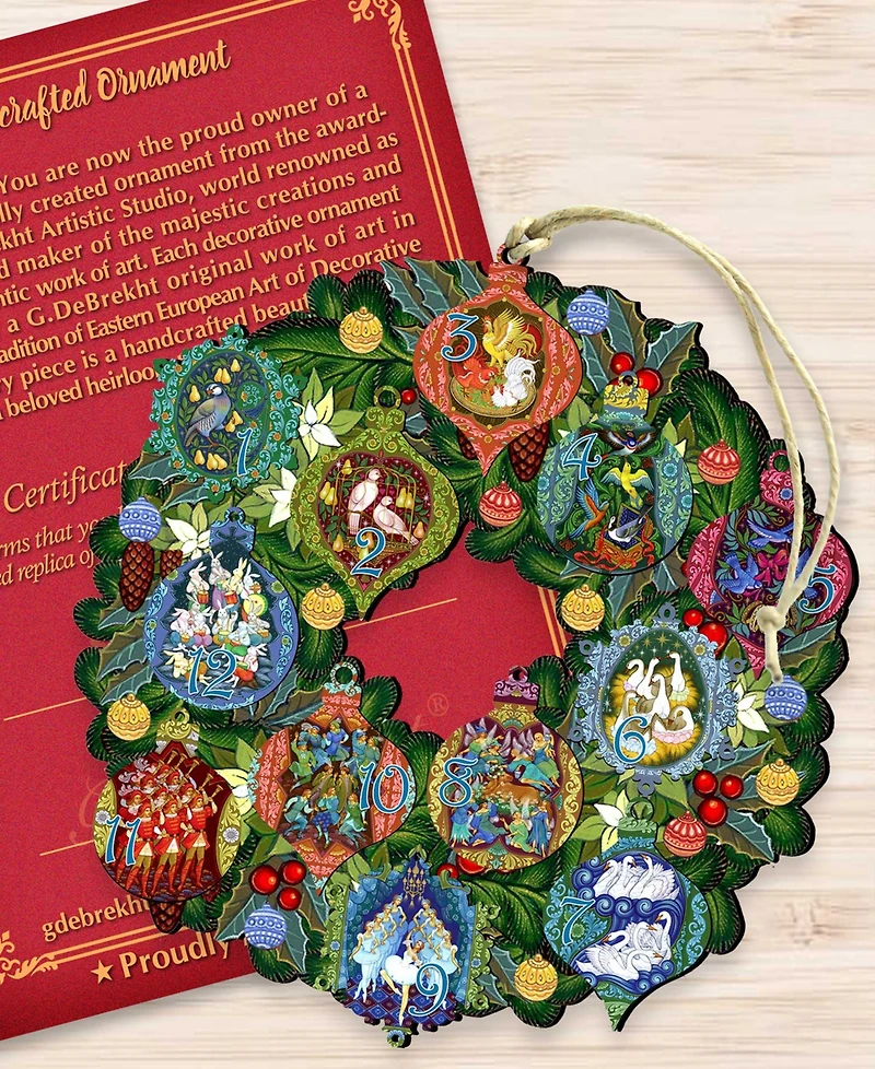 Designocracy Nativity Wreath Wooden Ornament