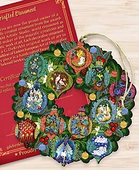 Designocracy Nativity Wreath Wooden Ornament