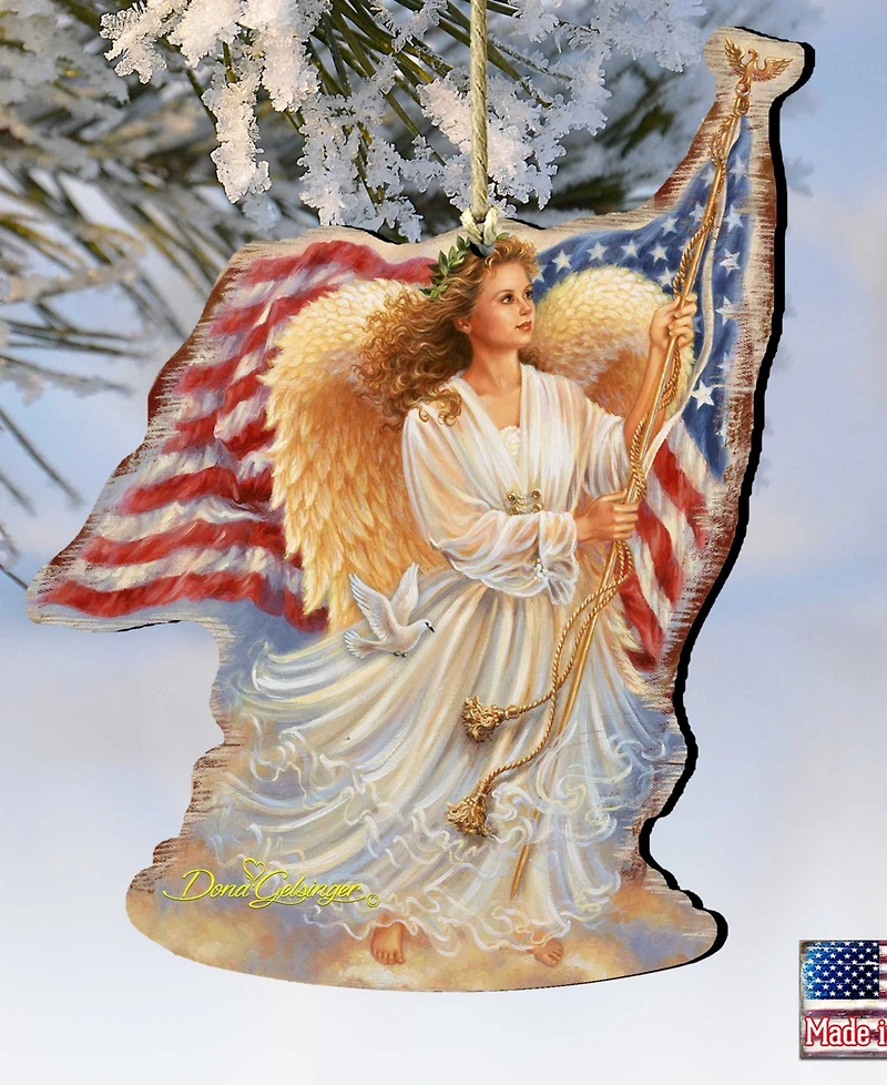 Designocracy American Angel Wooden Ornament