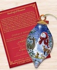 Designocracy Heaven and Snowman Christmas Ornament