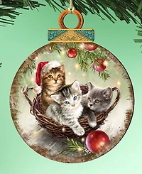 Designocracy Christmas Kittens Wood Holiday Ornament