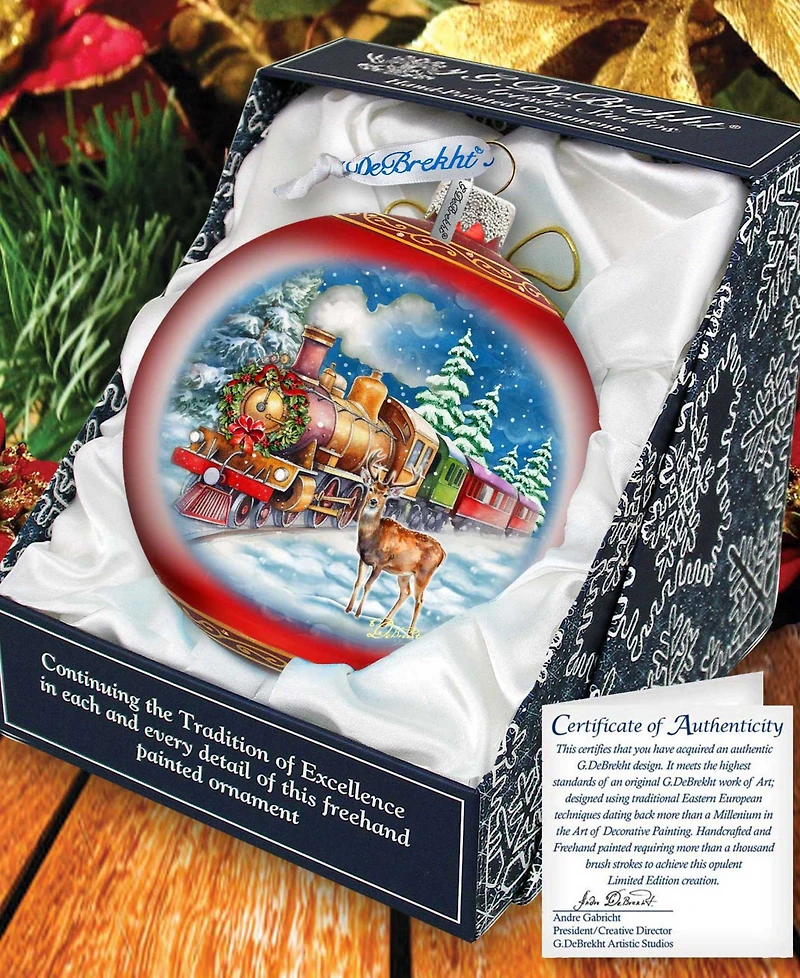 G. Debrekht Antler Express Le Glass Christmas Ornament