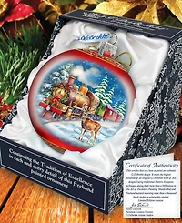 G. Debrekht Antler Express Le Glass Christmas Ornament