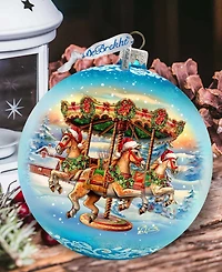G. Debrekht Winter Carousel Le Glass Christmas Ornament
