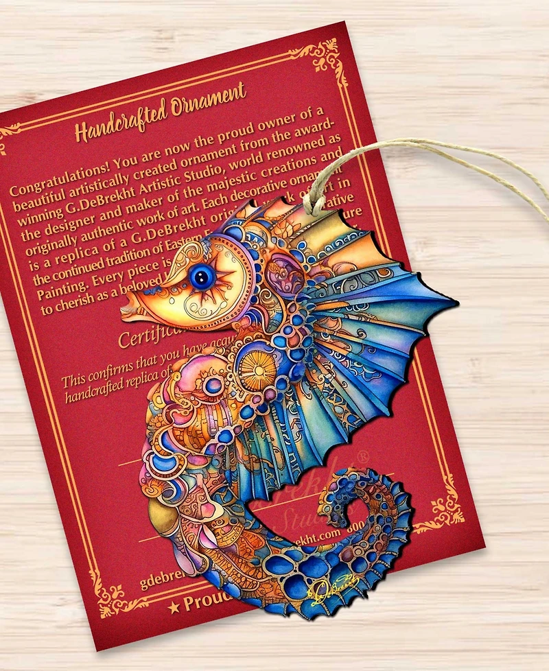Designocracy Mosaic Seahorse Christmas Wood Ornament