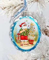 Designocracy Santa with Christmas Tree Glass Ornaments