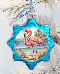 Designocracy Flamingo Christmas Glass Ornaments