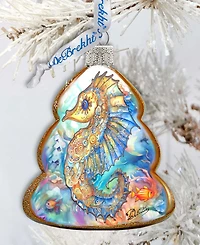 Designocracy Seahorse Christmas Glass Ornaments