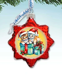 Designocracy Kittens and Gifts Holiday Glass Ornaments