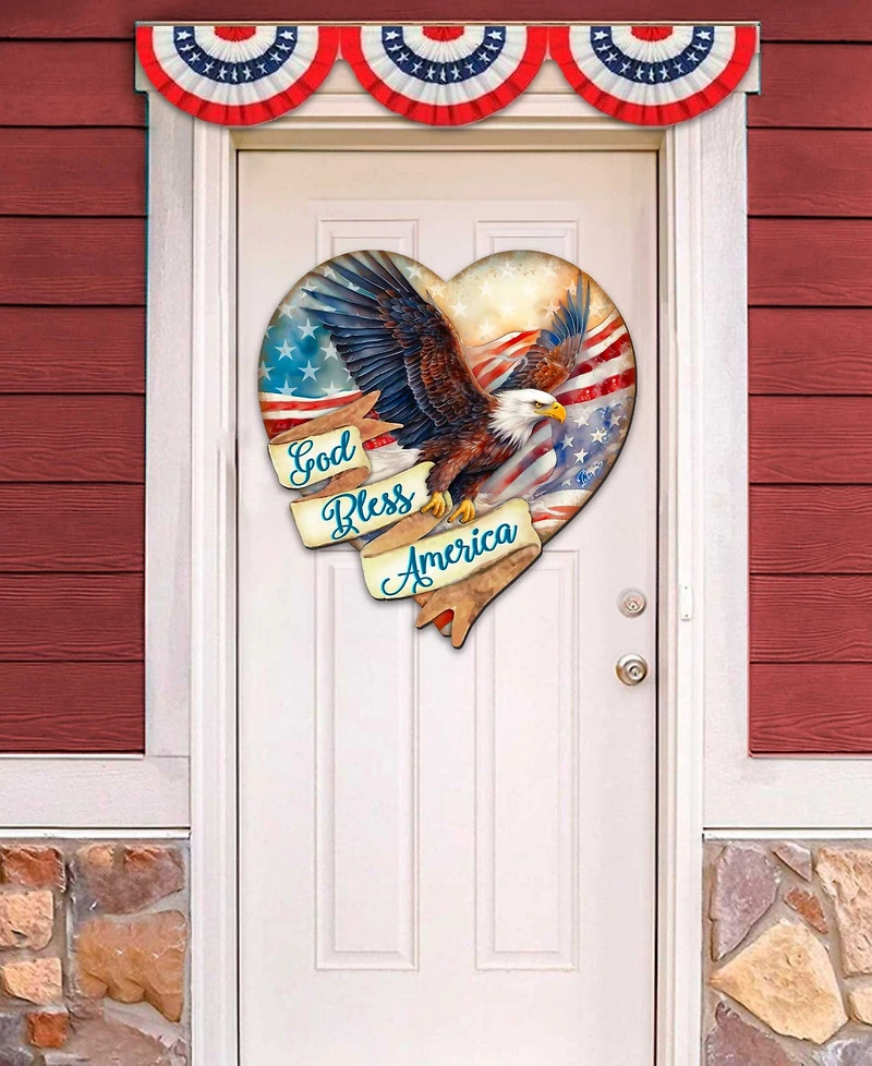 Designocracy God Bless America Patriotic Eagle Decor