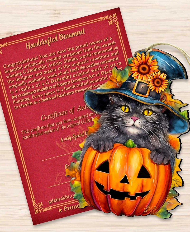 Designocracy Black Cat Christmas Wooden Ornament