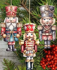 Designocracy Nutcrackers Christmas Ornaments, Set of 3
