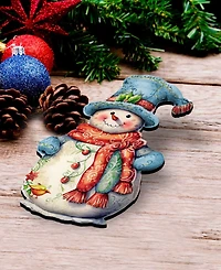 Designocracy Snowman Wooden Clip-on Ornaments, Set of 3