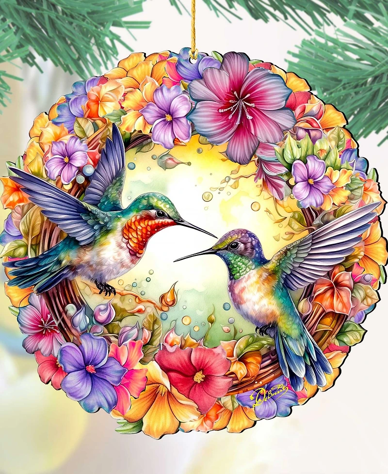 Designocracy Hummingbirds Wreath Christmas Ornament