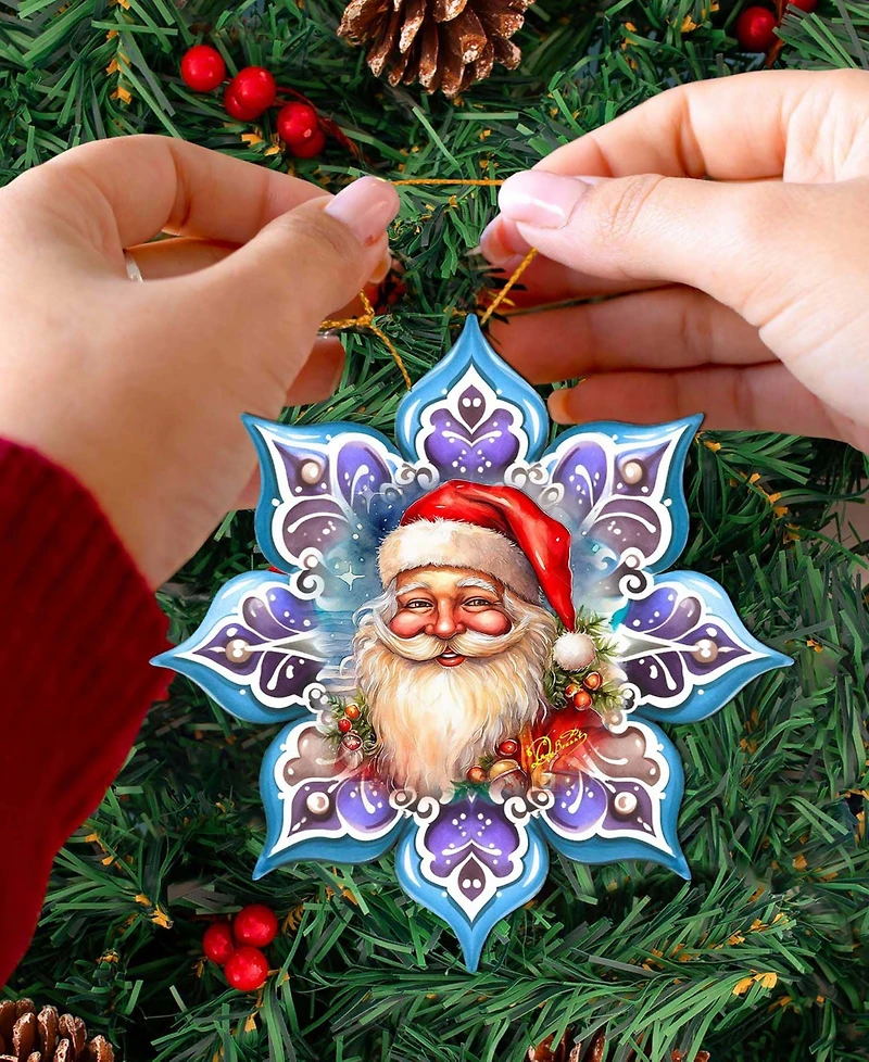 Designocracy Smiling Santa Snowflake Holiday Ornament