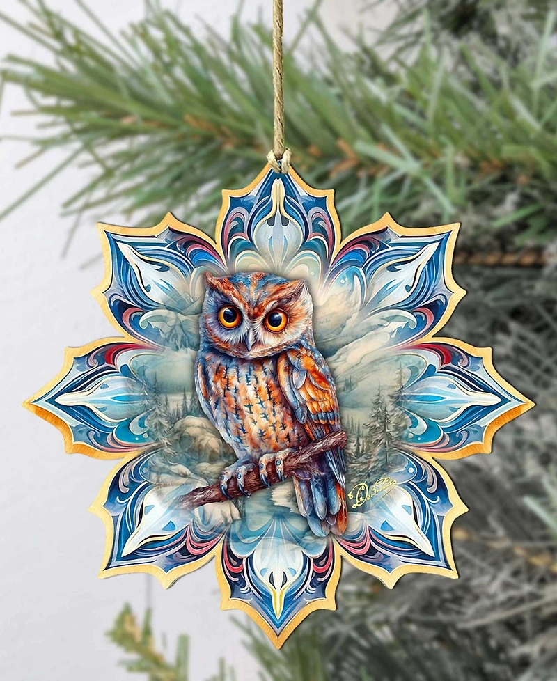 Designocracy Great Horned Owl Snowflake Ornament
