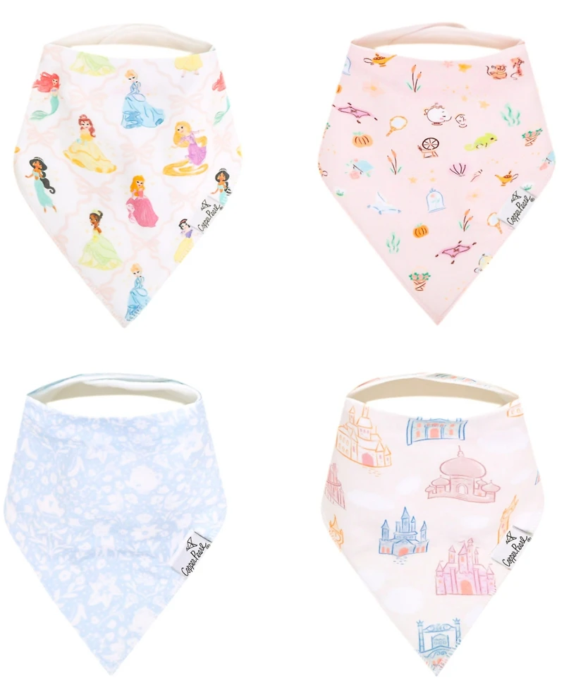 Copper Pearl Baby Girls 4-Pack Disney Princess Bandana Bib Set