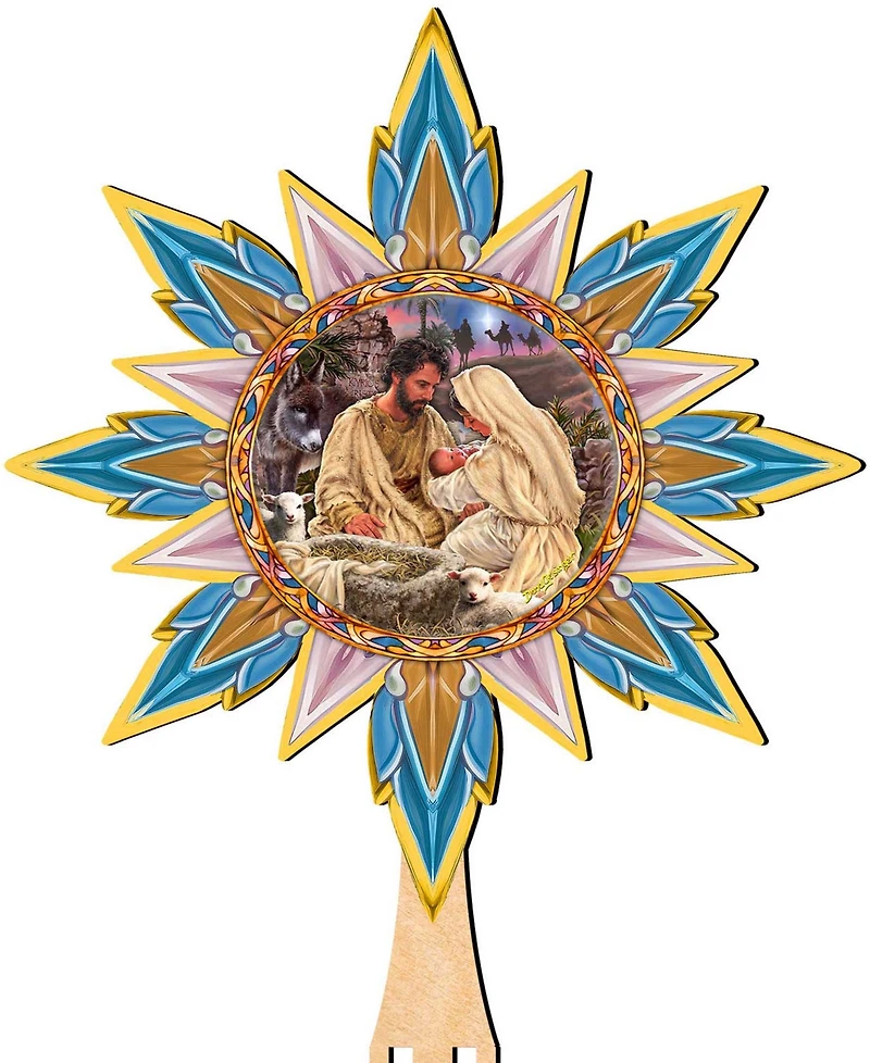 Designocracy Classic Nativity Wooden Tree Topper