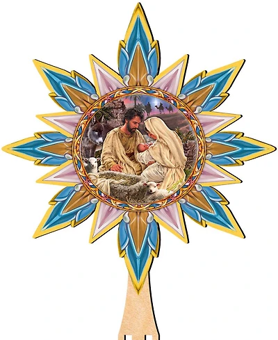 Designocracy Classic Nativity Wooden Tree Topper