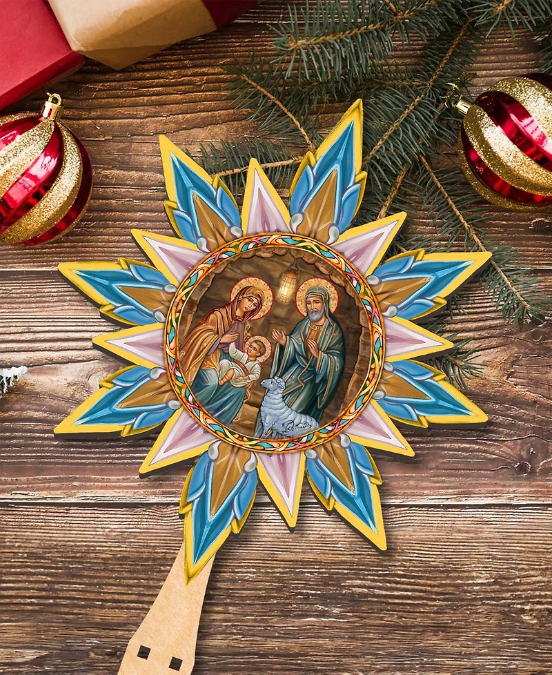 Designocracy Orthodox Nativity Wooden Tree Topper