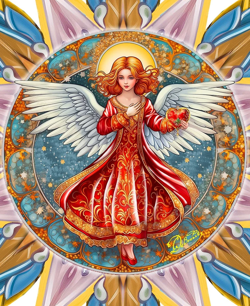 Designocracy Angel with Love Wooden Tree Topper