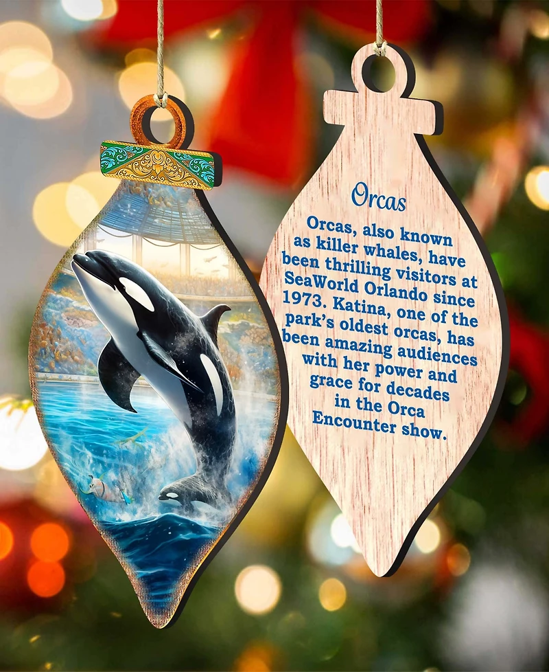 Designocracy Sea Life Wooden Ornaments, Set 12