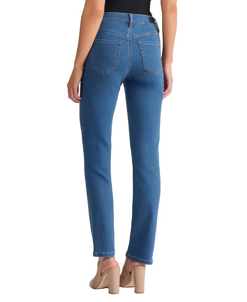 Jones New York Women's Lexington Mid Rise Straight Leg Denim Jeans