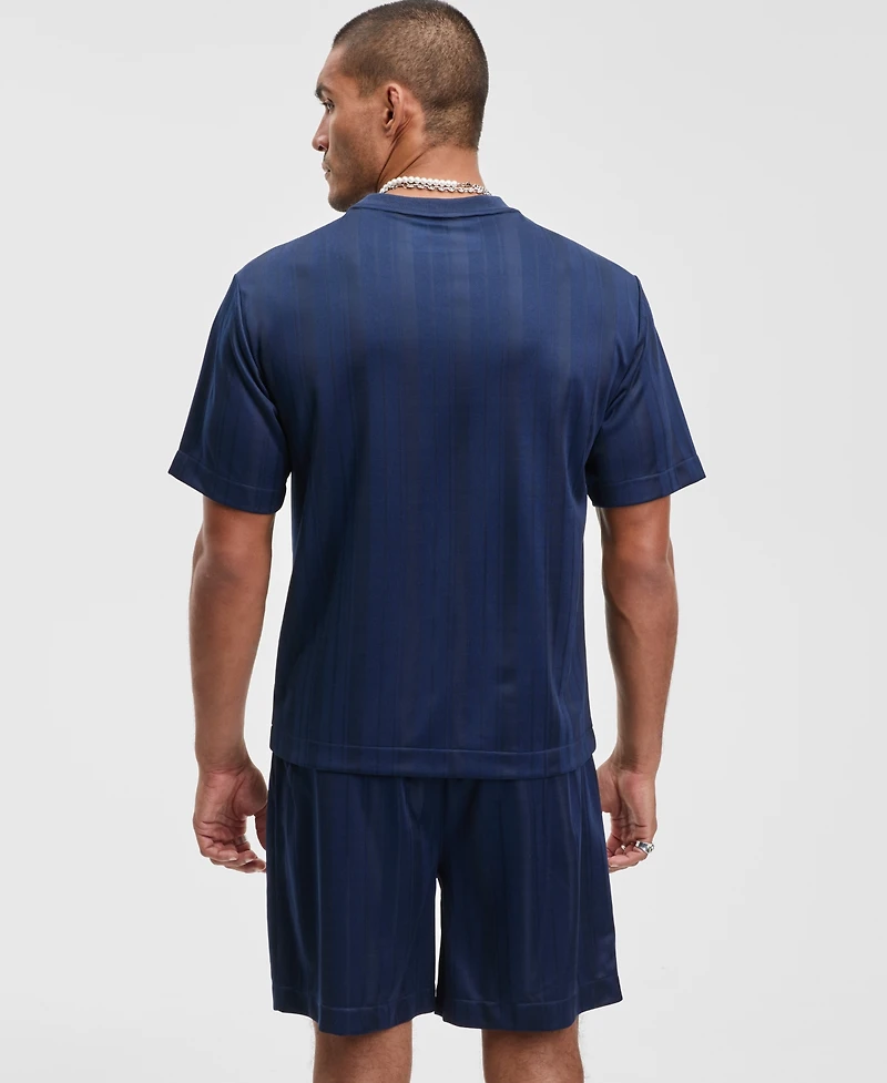 Mode of One Men's Relaxed Fit Short Sleeve Tonal Striped Crewneck T-Shirt, Macy's Exclusive