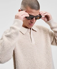 Mode of One Men's Long Sleeve Waffle-Knit Polo Sweater, Macy's Exclusive
