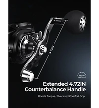 Piscifun Alijoz 400 Lc Trolling Reel w/ Line Counter, Low Profile Casting Reel 38Lbs Max Drag 8+1 Stainless Reel for Fresh & Saltwater Musky 5.5:1 Gea