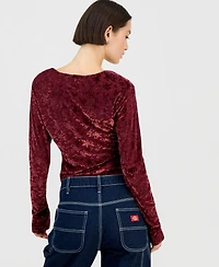 Sincerely Jules Juniors' Flocked Long-Sleeve Square-Neck Top