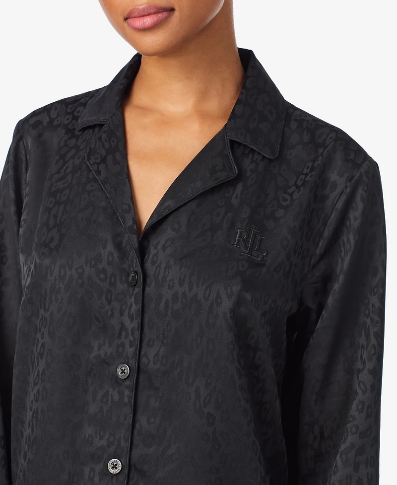 Lauren Ralph Women's Notch Collar and mid rise Pajama Set