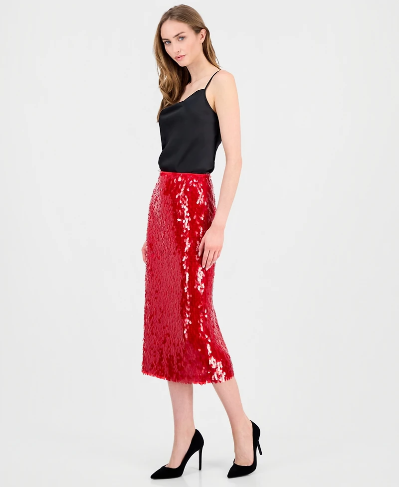 T Tahari Women's Slim-Fit Sequin Midi Skirt