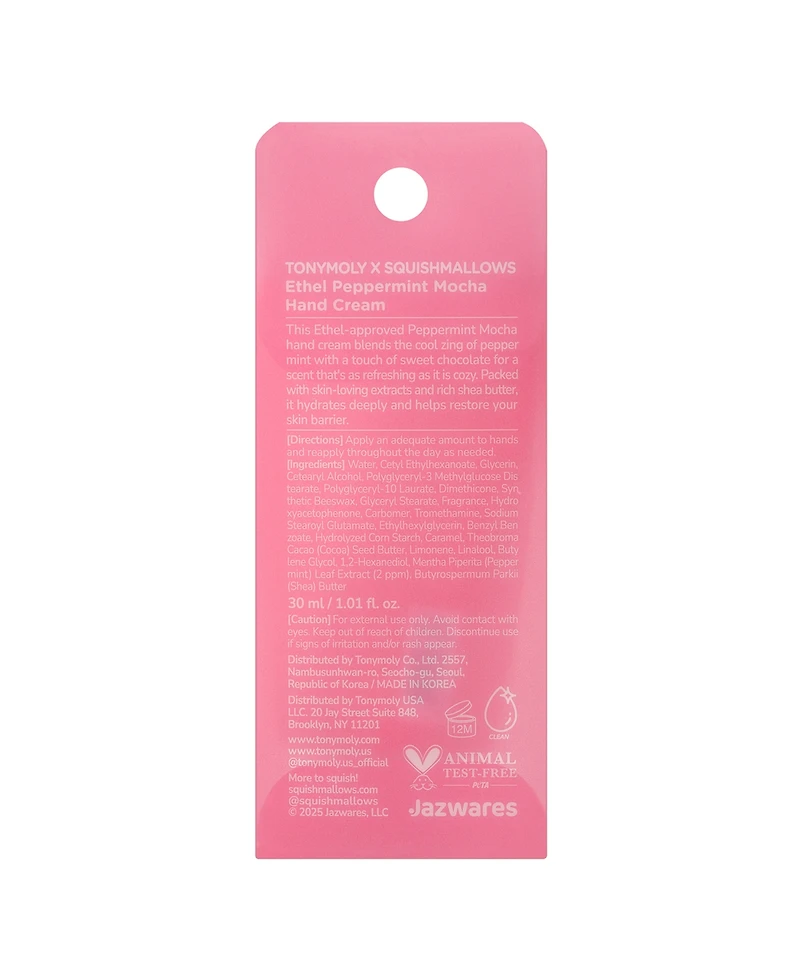 Tonymoly x Squishmallow Ethel Peppermint Mocha Hand Cream, 1.01 oz.